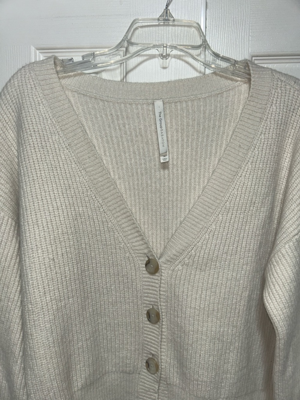 Aritzia Babaton Cream Chunky Merino Wool Lagoon Sweater Cardigan - Size Medium - Picture 4 of 9